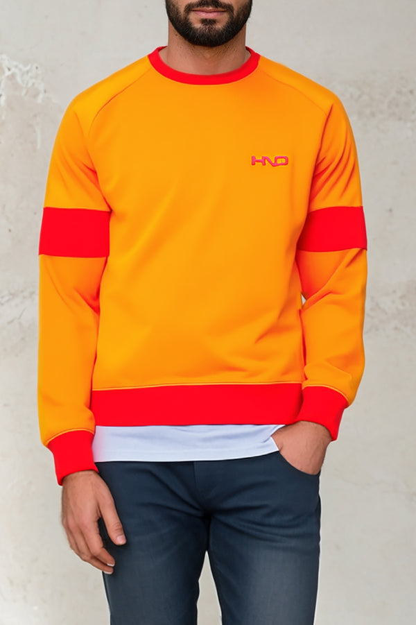 Men'S Mustard Paneled Premium Sweat Shirt