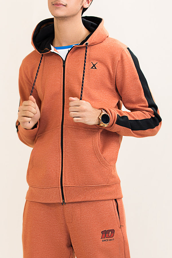 Premium Fleece Zipper Hoodie With Panelled Sleeves