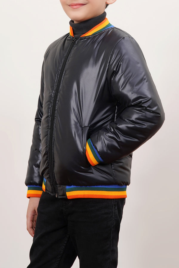 Unisex Quilted Puffer Jacket With Rainbow Rib