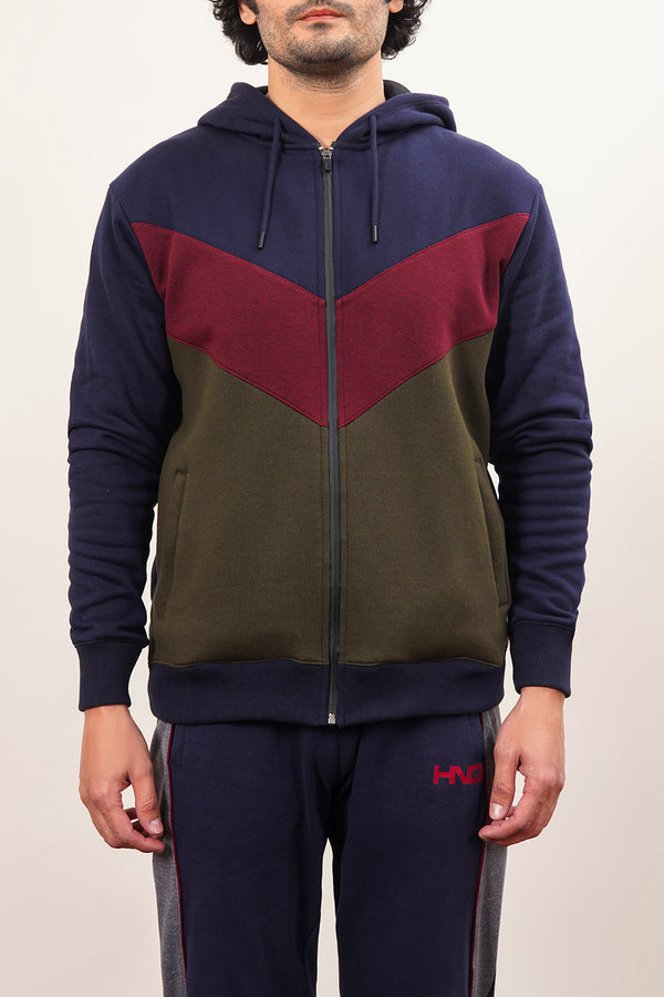 Men'S Paneled Zipped Hoodie