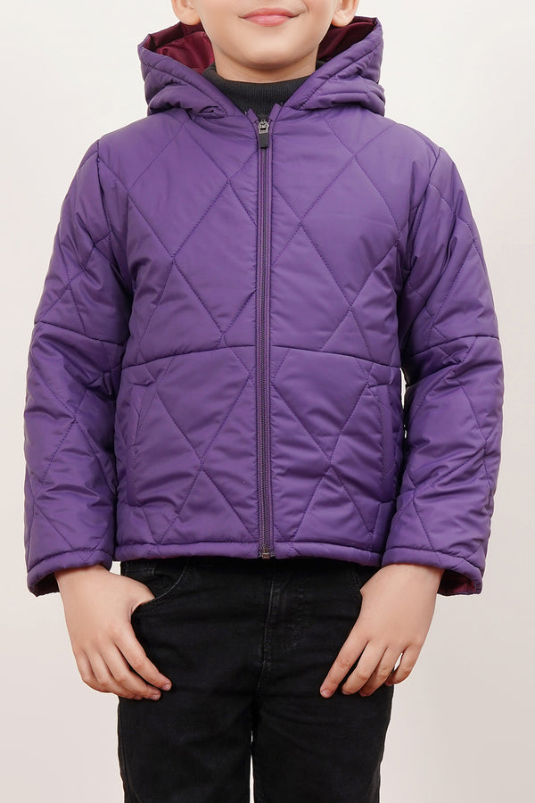 Unisex Quilted Puffer Zipper With Hood