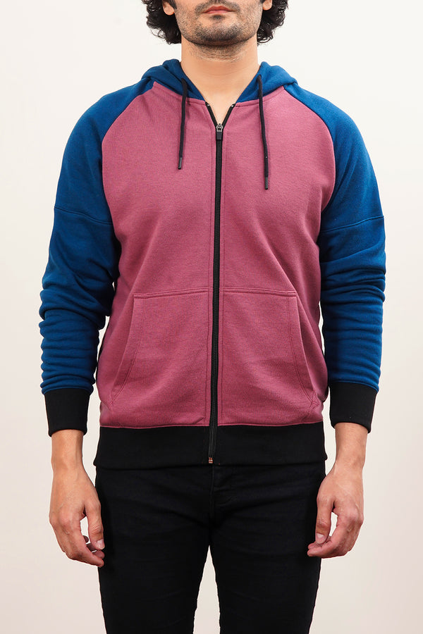 Men'S Raglan Sleeves Zipper Hood