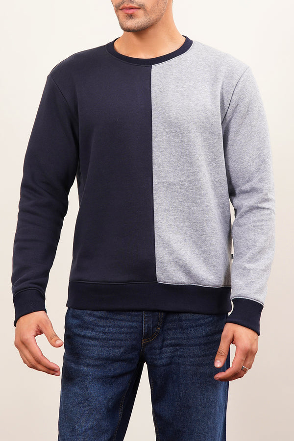 Men'S Half & Half Grey & Navy Sweat Shirt