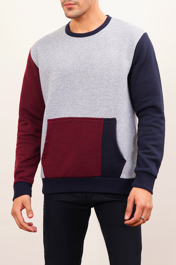 Men'S Sweat Shirt With Front Patch Pocket