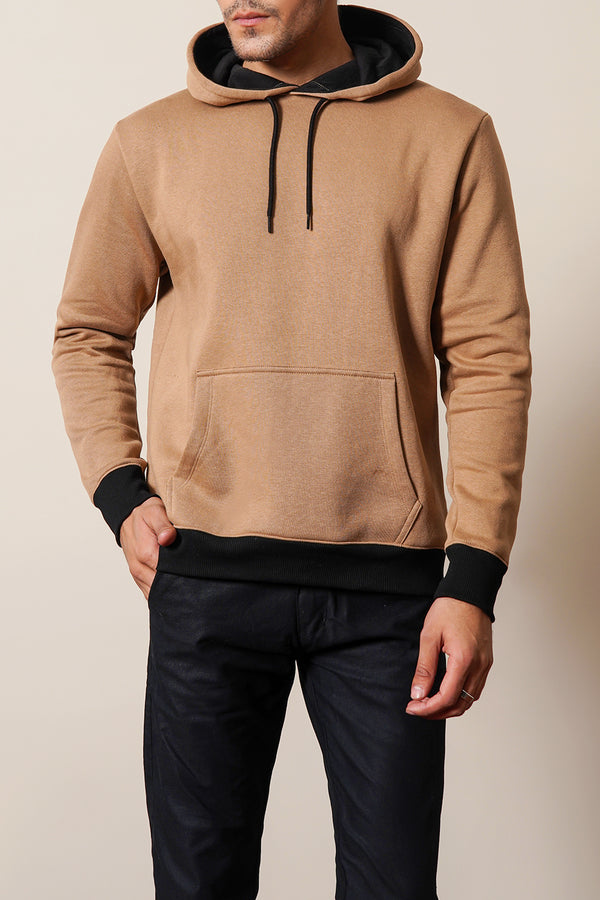 Men'S Jumper With Contrast Rib Hood