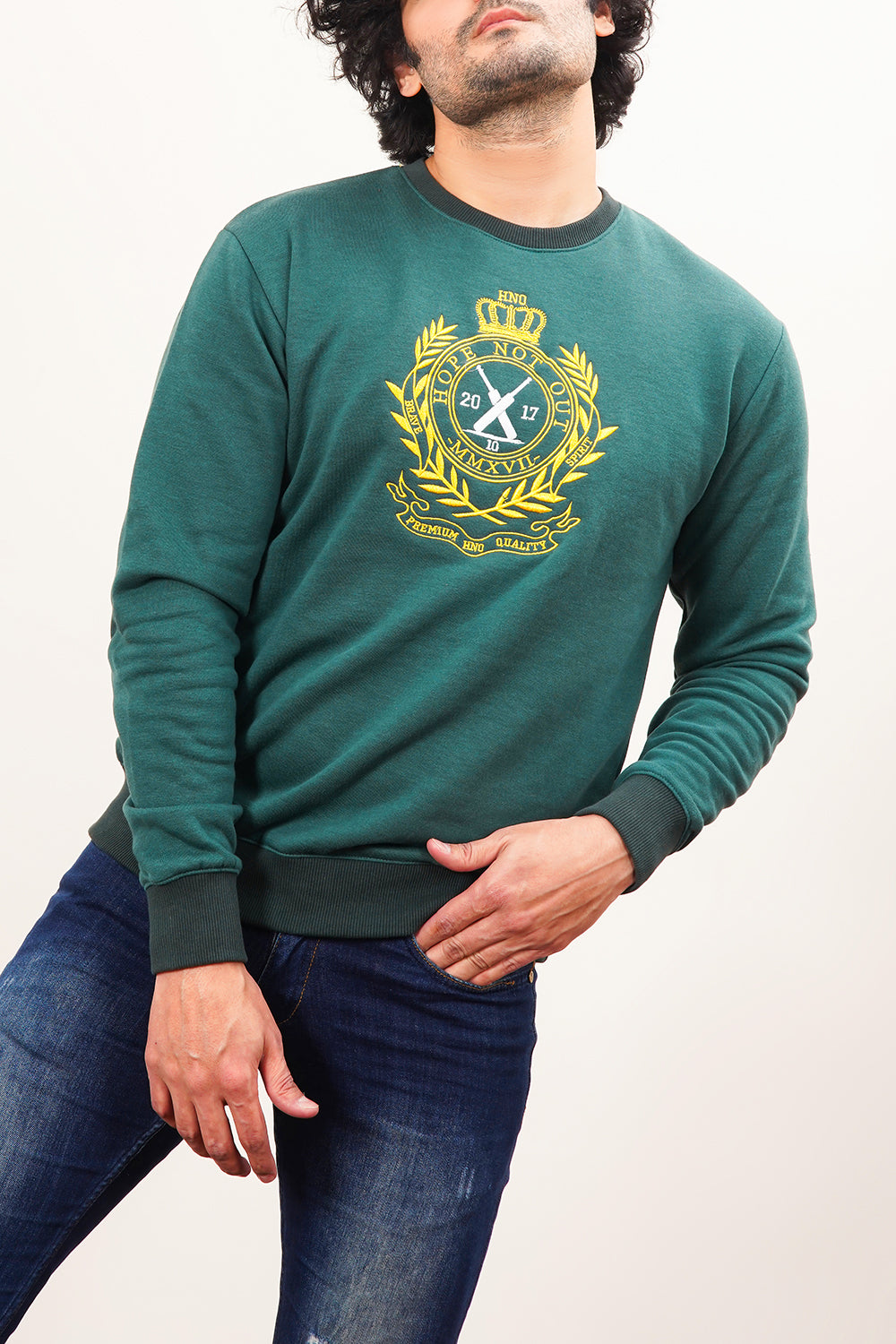 Men'S Hno Oversized Sweat Shirt With Embroidery Emblem