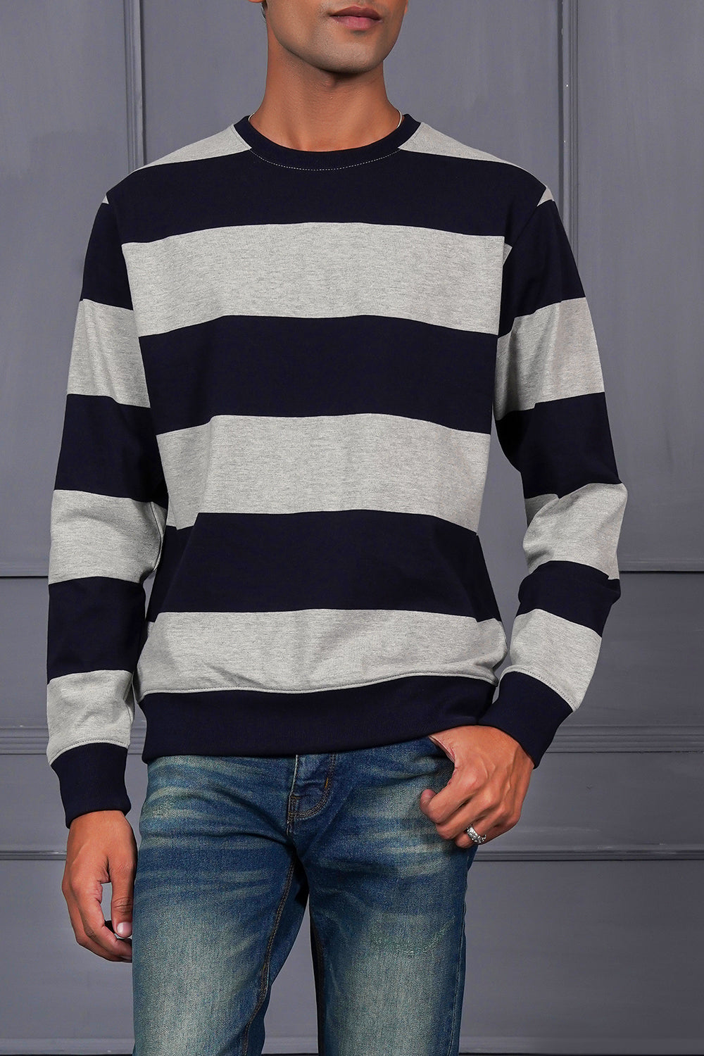 Men'S Striper Sweat Shirt