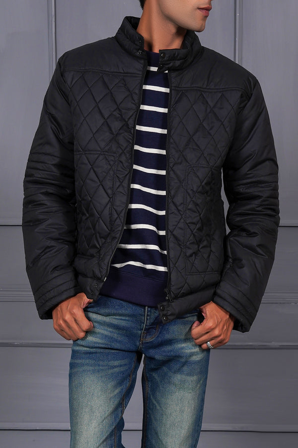 Black Quilted Men Puffer Jackets