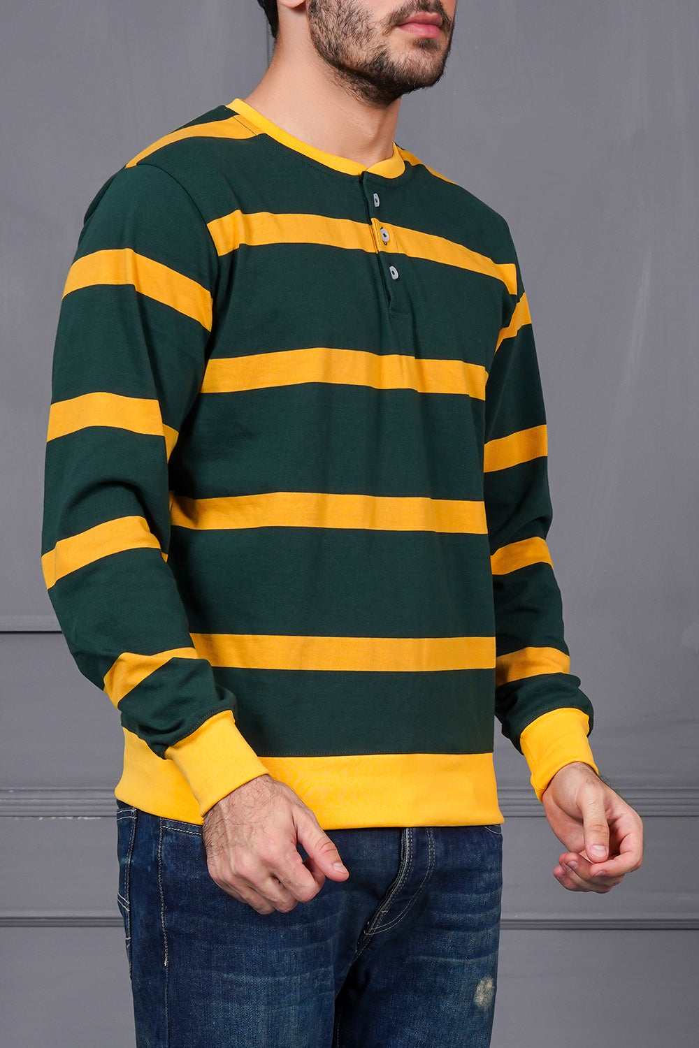 Men'S Striper Henley Shirt