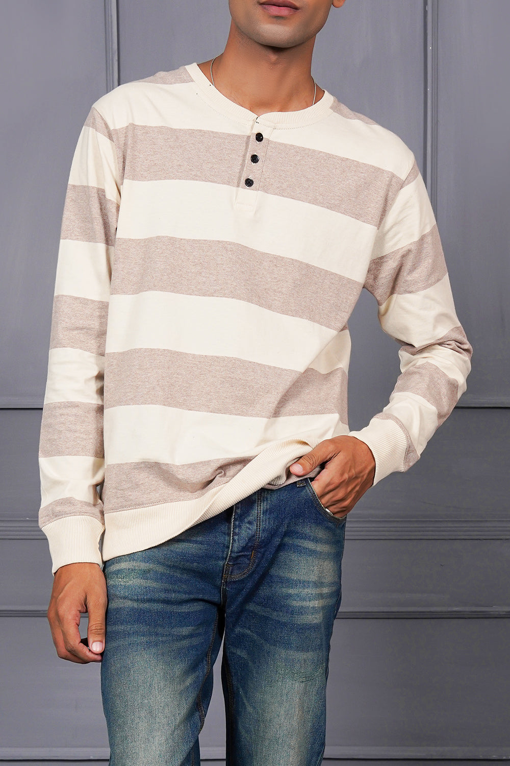 Men's Striper Henley Shirt