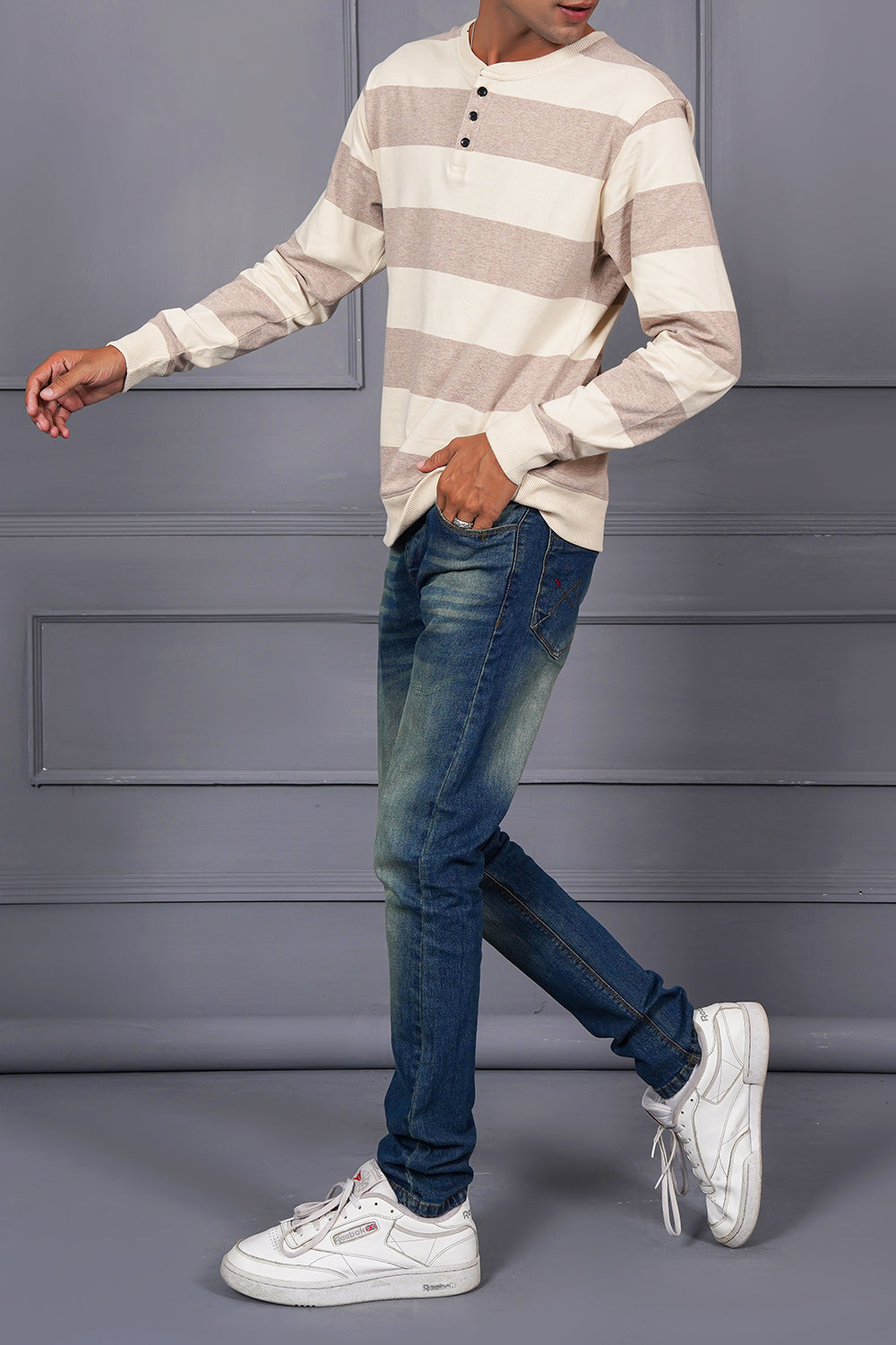 Men's Striper Henley Shirt