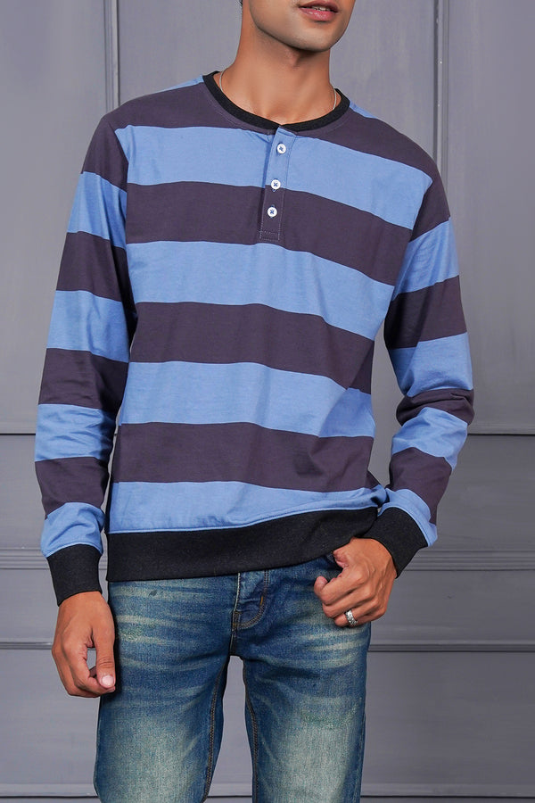 Men'S Striper Henley Shirt