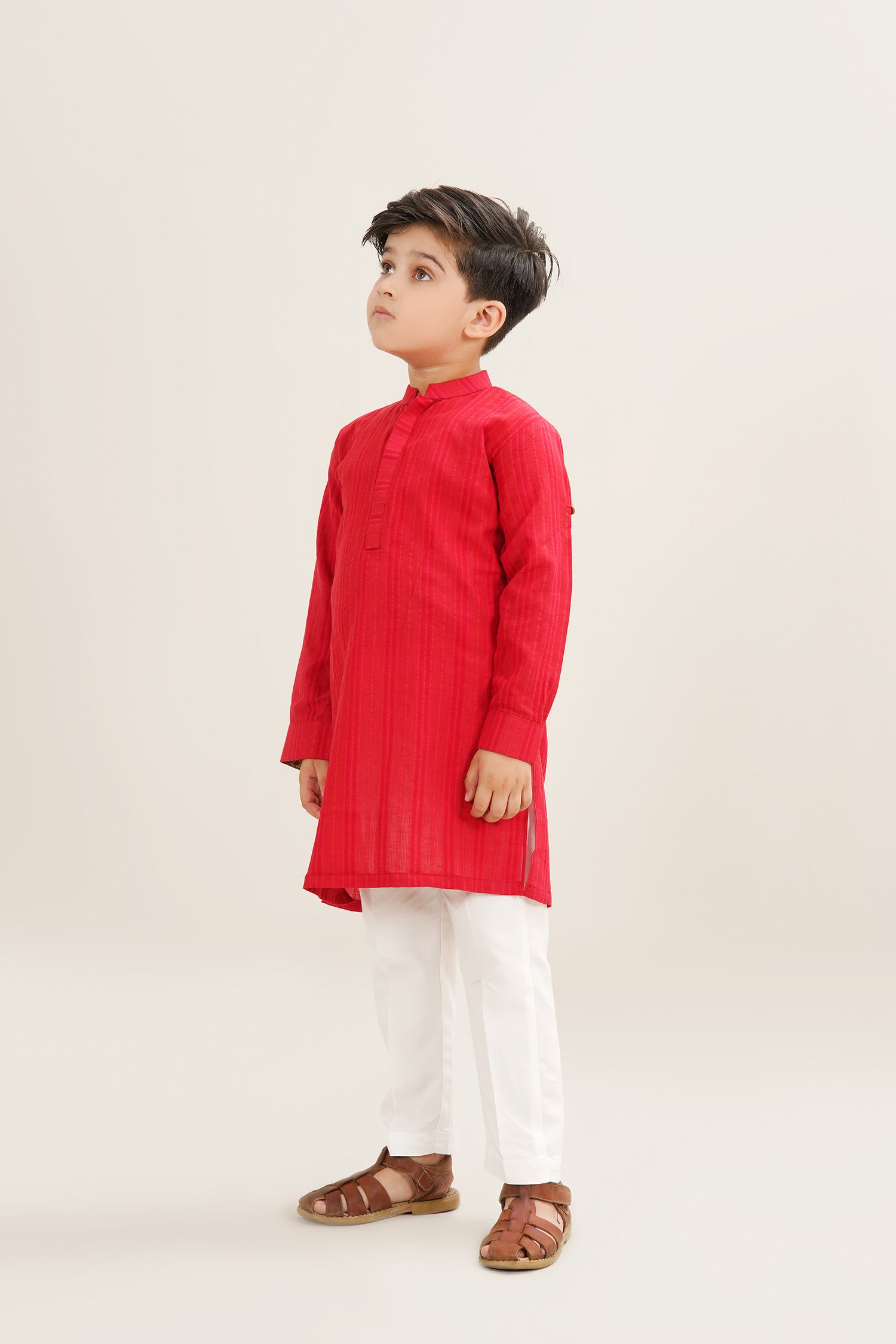 Maroon Boys Cotton Jacquard Kurta