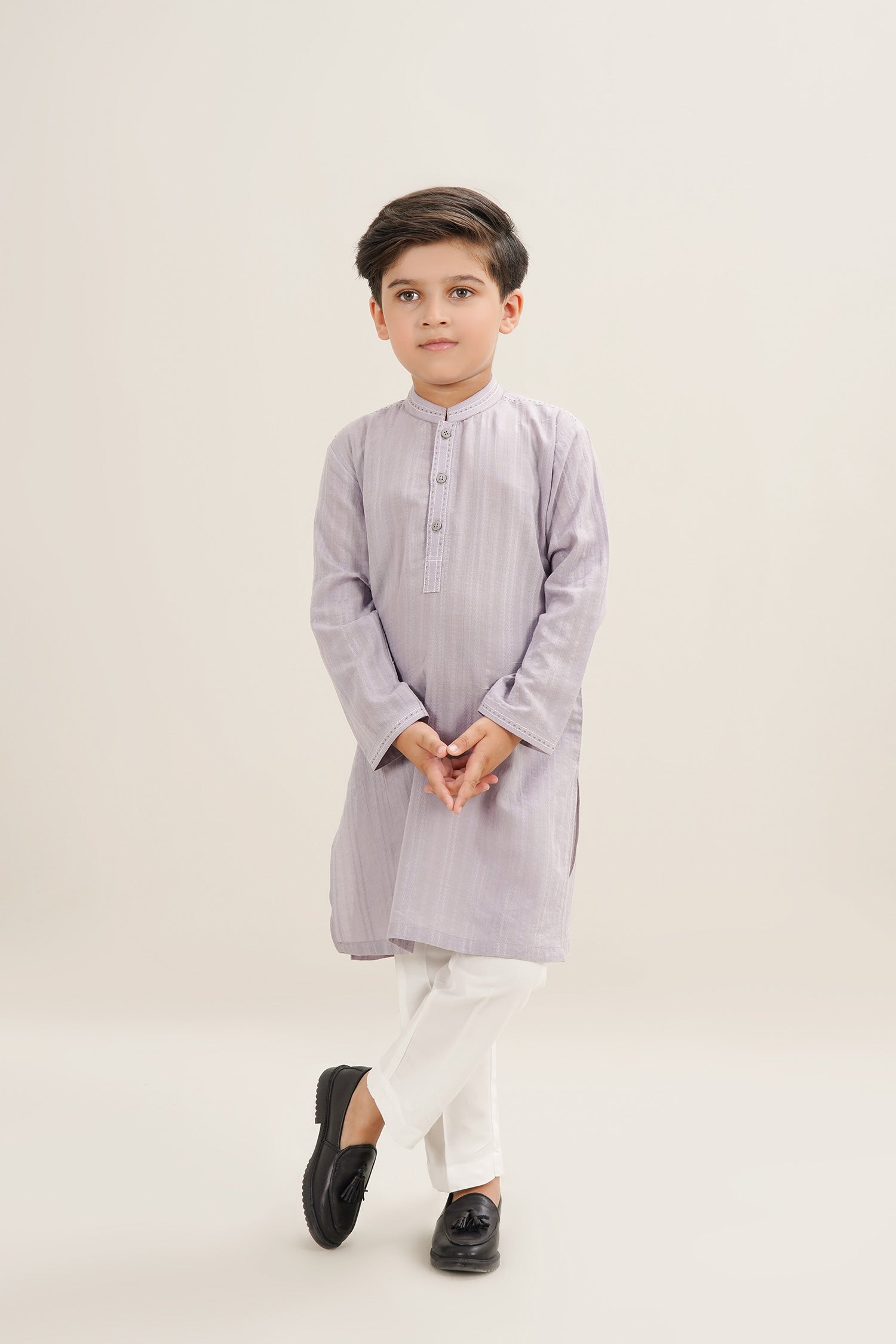 Traditional Cotton Jacquard Kurta For Boys