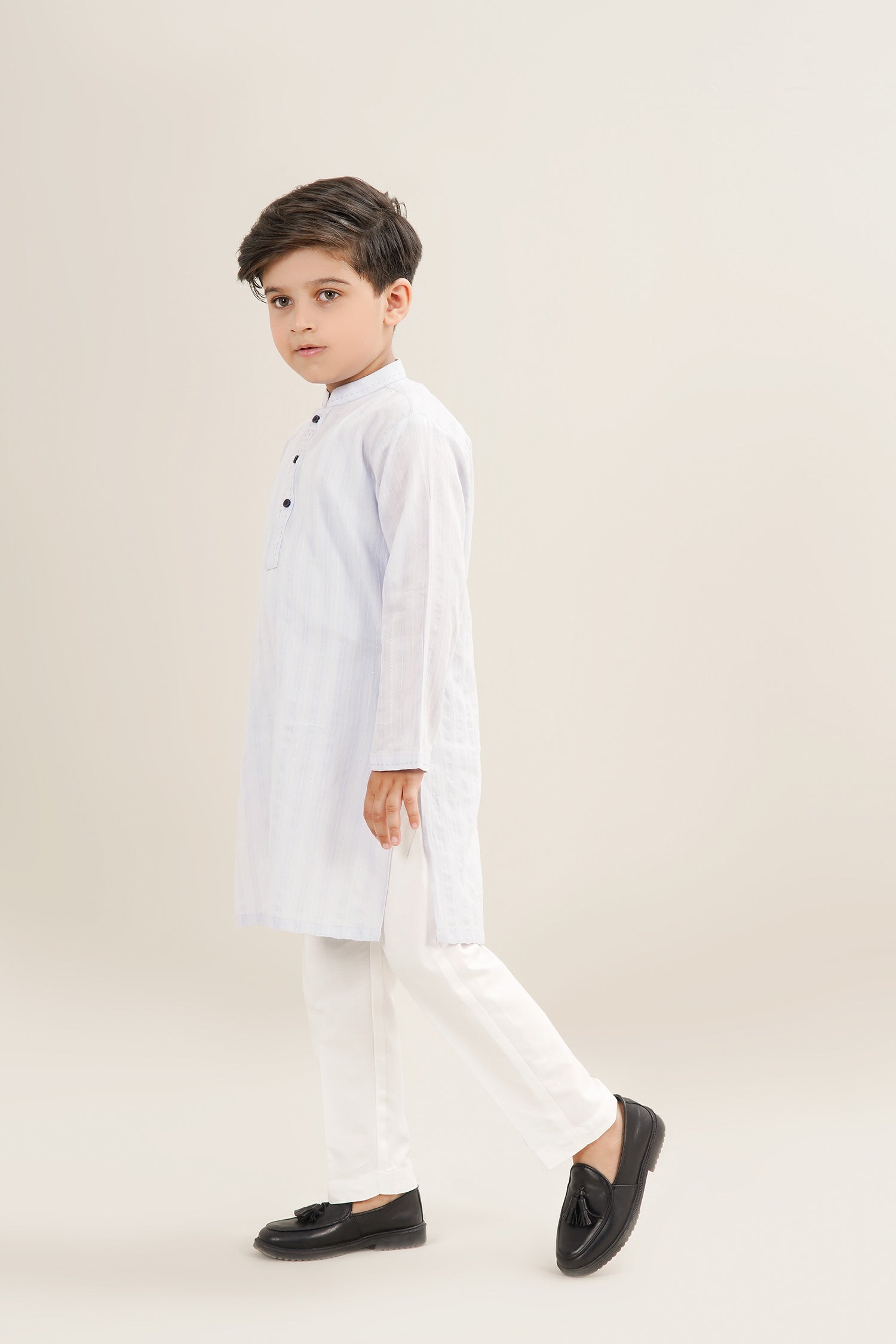 Sky Blue Boys Cotton Jacquard Kurta