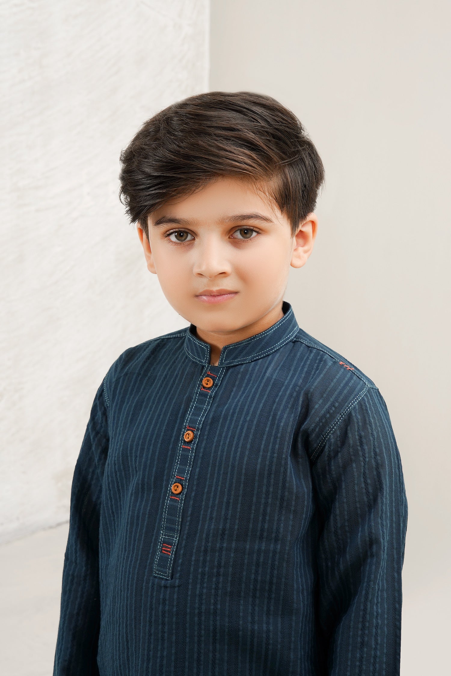 Self Textured Boys Jacquard Kurta