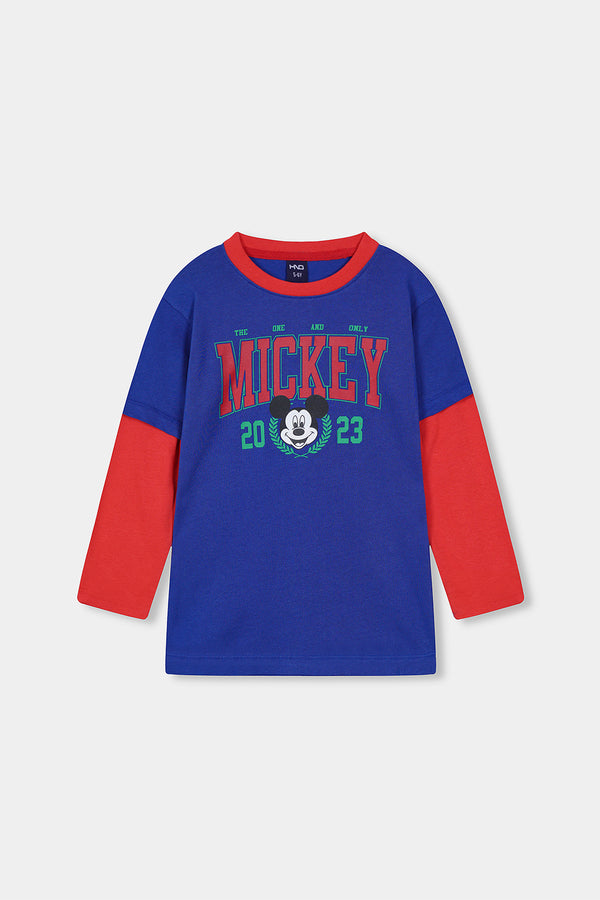 Boys Blue Mickey Full Sleeve Tee