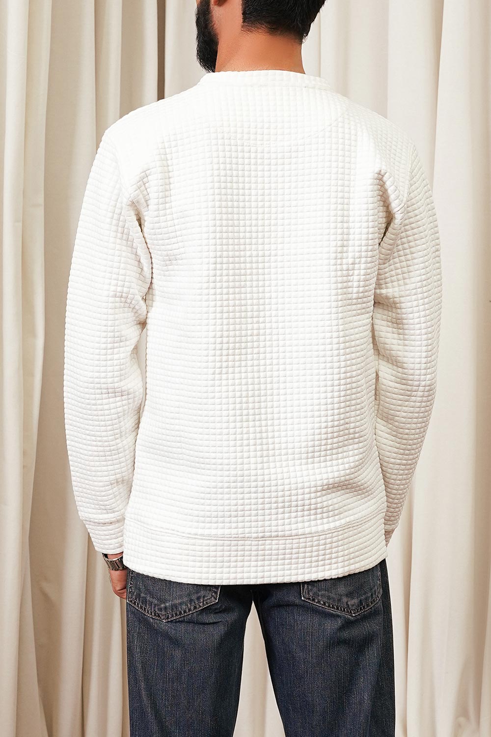 Whited Knitted Fabric Men Sweat Shirt