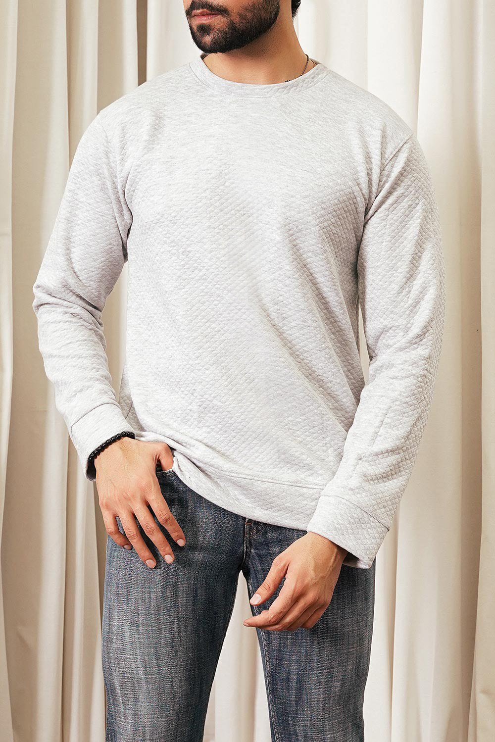 Grey Knitted Sweatshirt