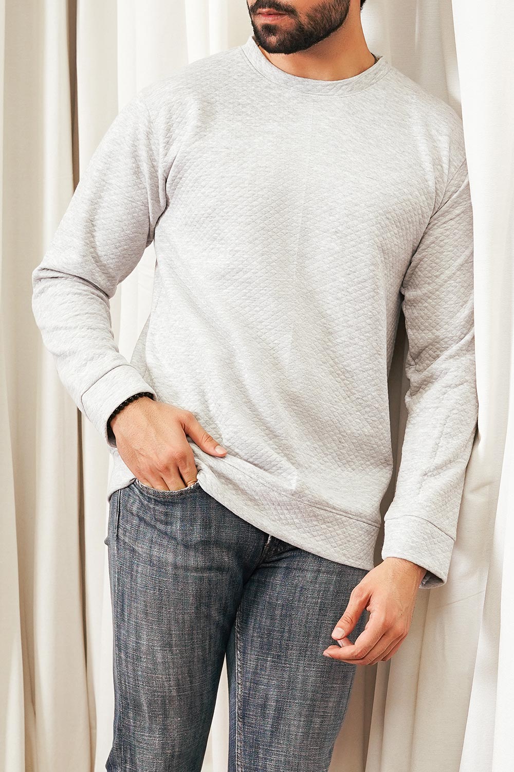 Grey Knited Sweatshirt For Men