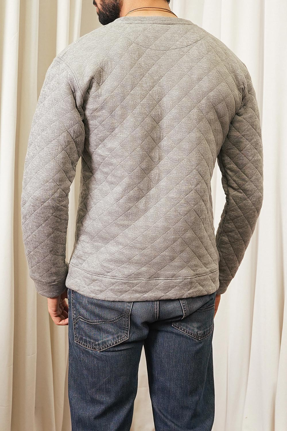 Grey Waffle Knit Sweat Shirt