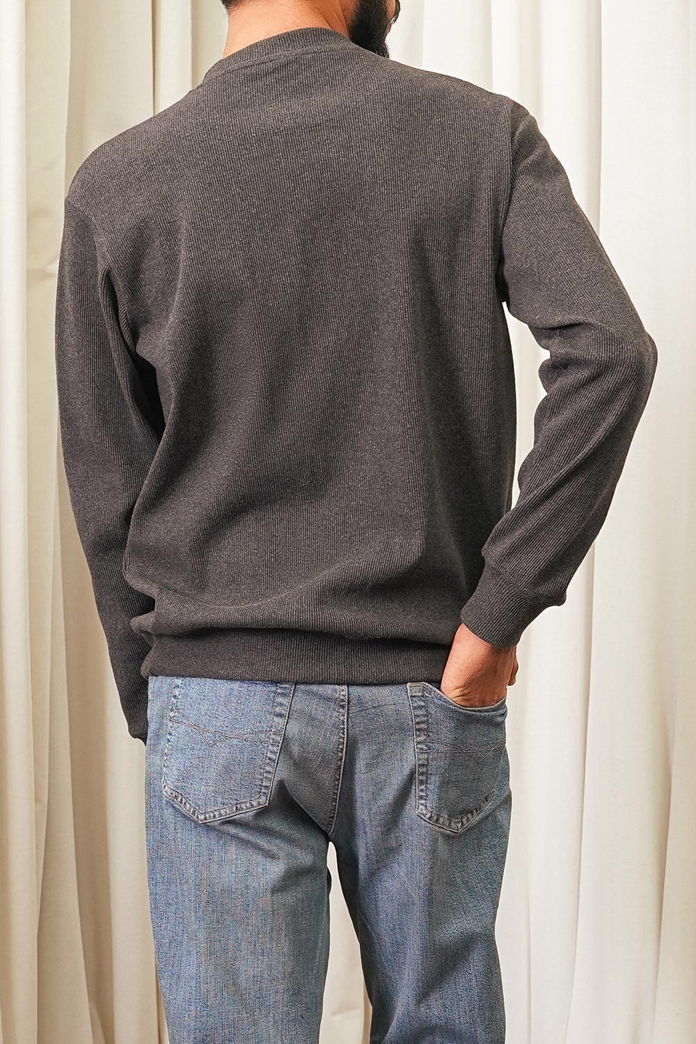 Charcol Ribbed Sweat Shirt