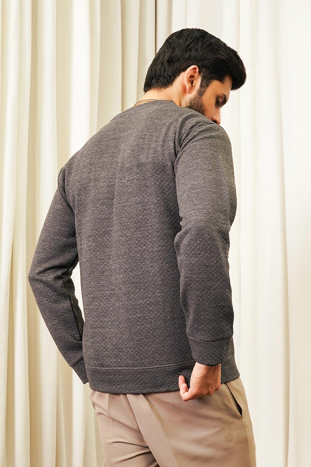 Quilted Knit Sweat Shirt For Men