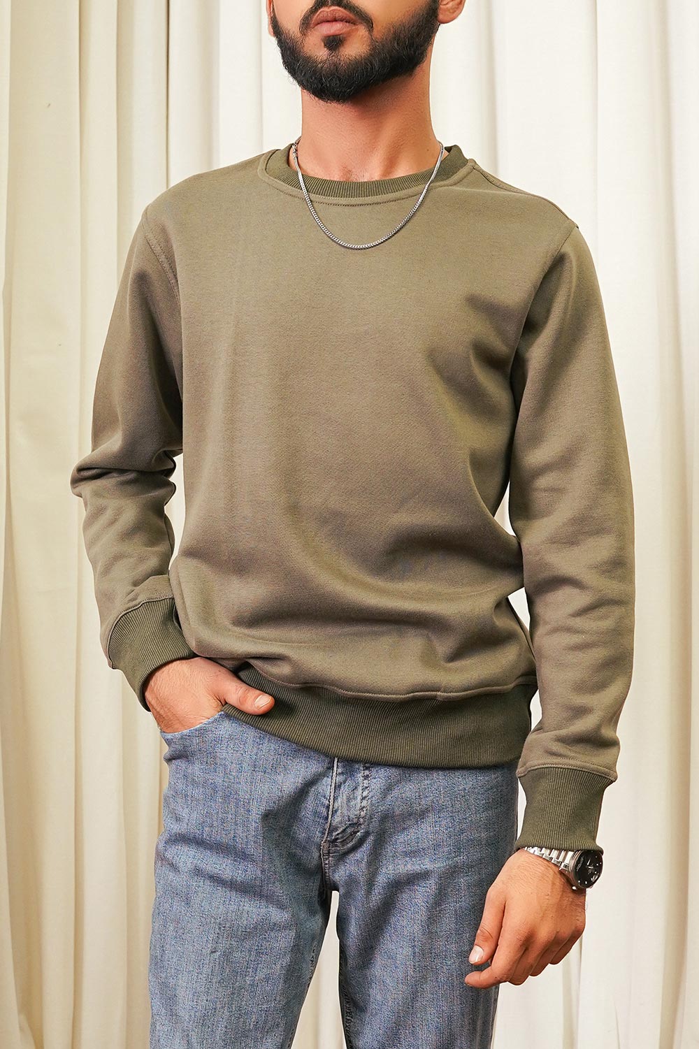 Basic Olive Sweat For Men