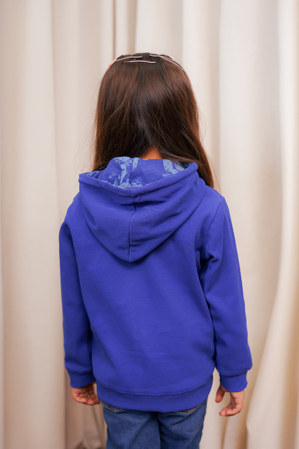 Blue Sweater Ribbed Hood