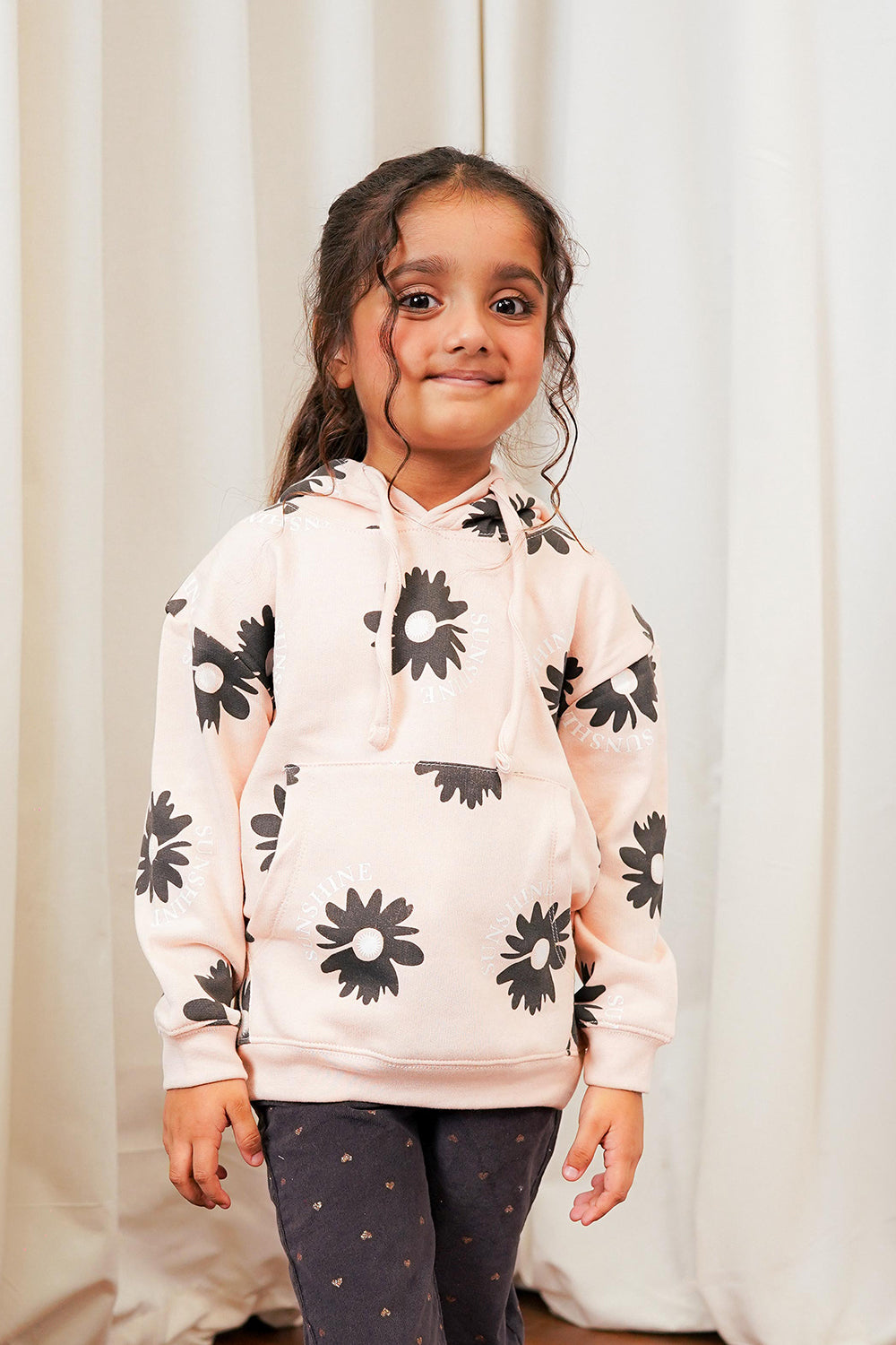 Flower Printed Girl Hoodie