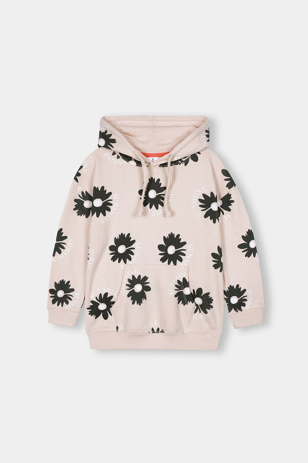 Flower Printed Girl Hoodie