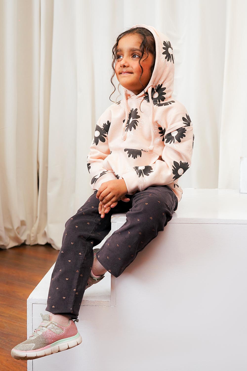 Flower Printed Girl Hoodie