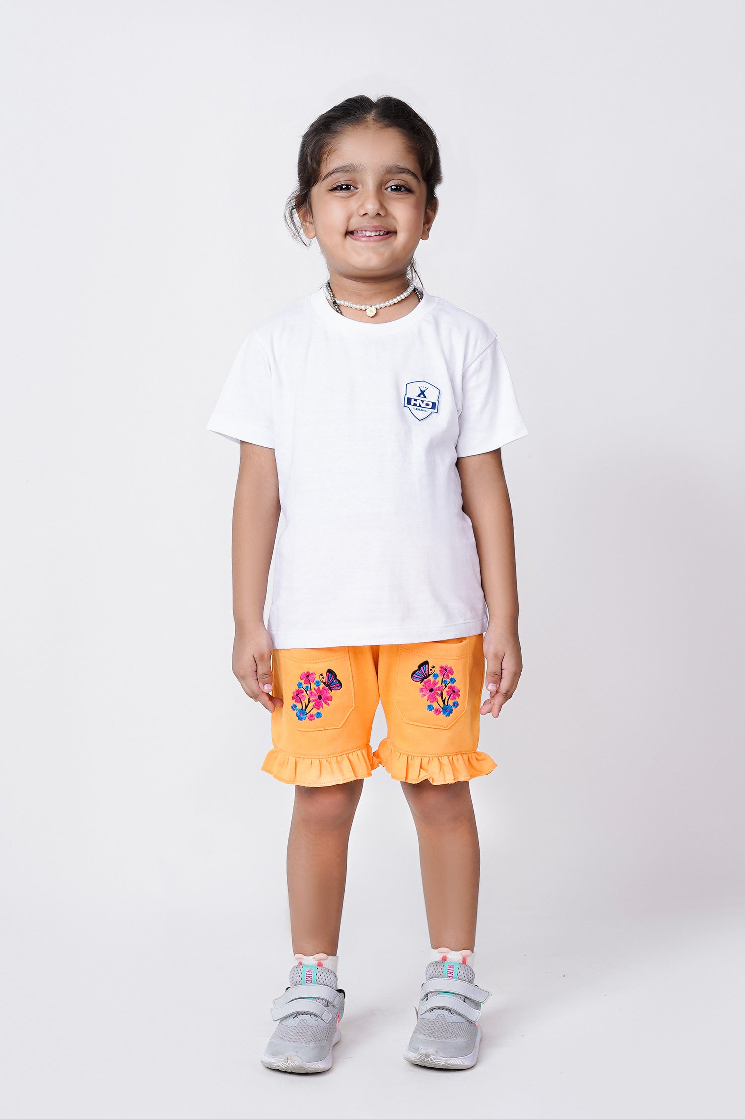 Embroidered Frilled Shorts For Girls