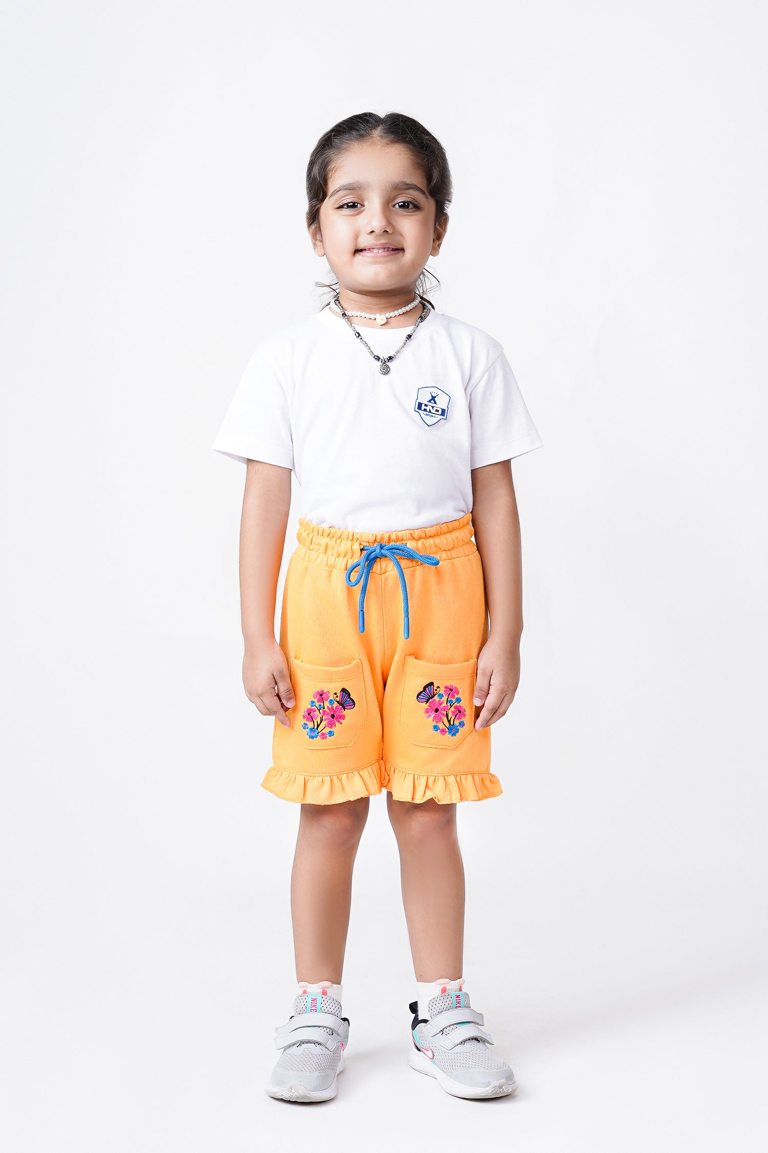 Embroidered Frilled Shorts For Girls