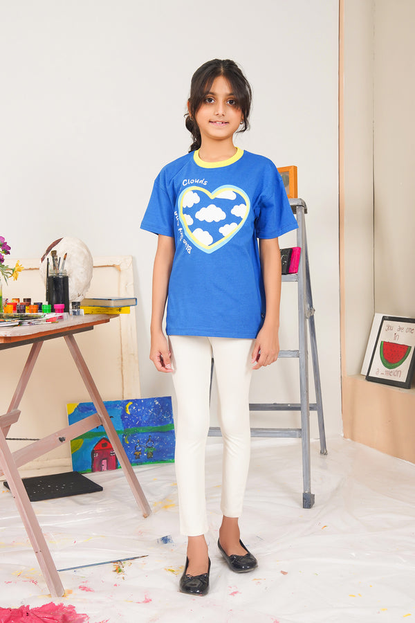 Heart Printed Tee For Girls