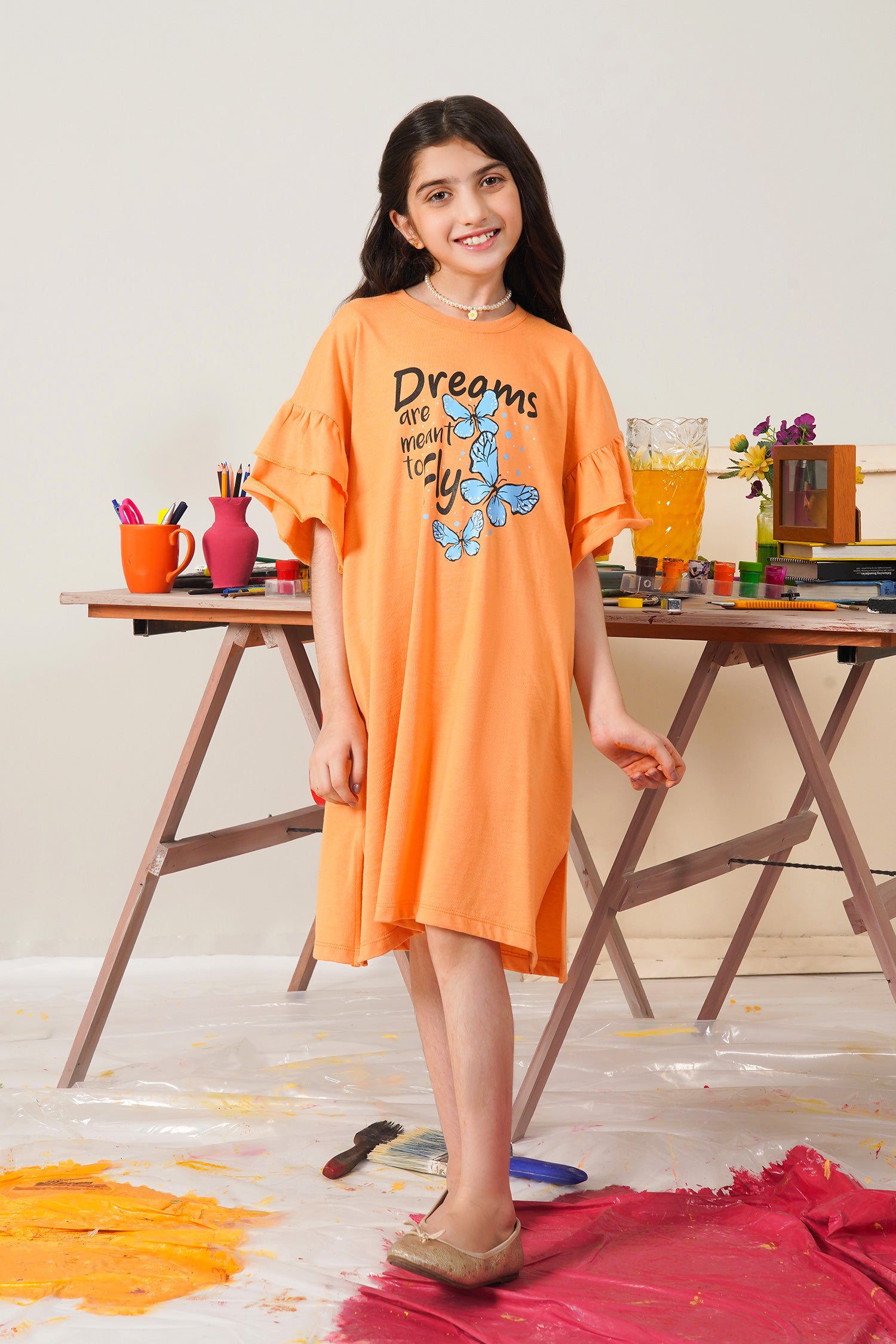 FRILLED SLEEVE TUNIC FOR GIRLS