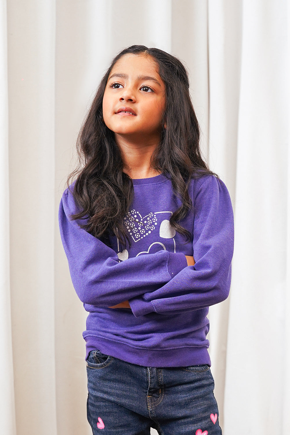 Gliter Heart Girls Sweatshirt