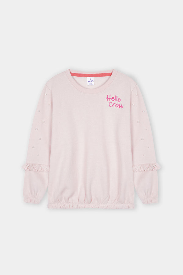 Sweatshirt With Pearls On Sleeves