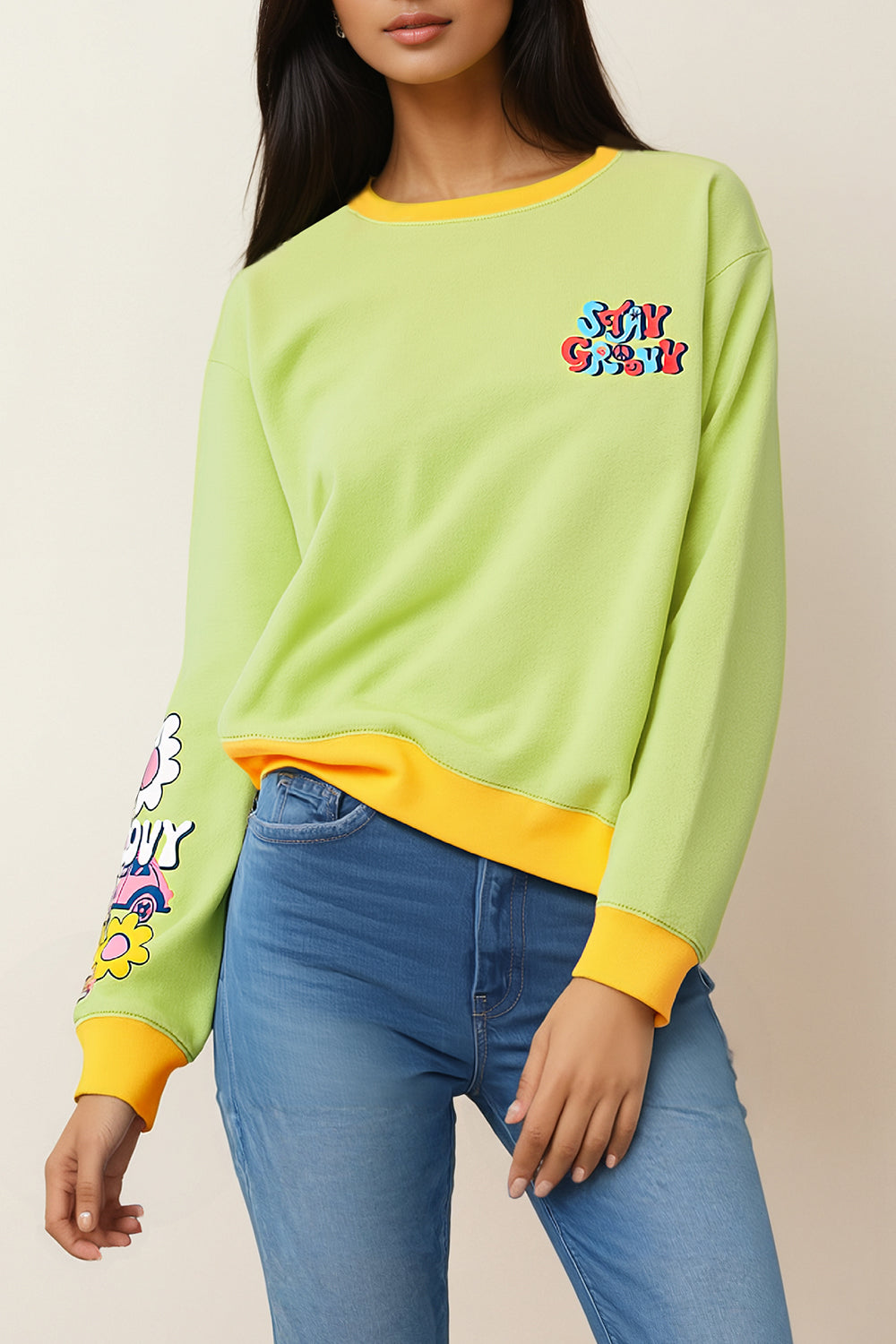 Women Groovy Sweat Shirt