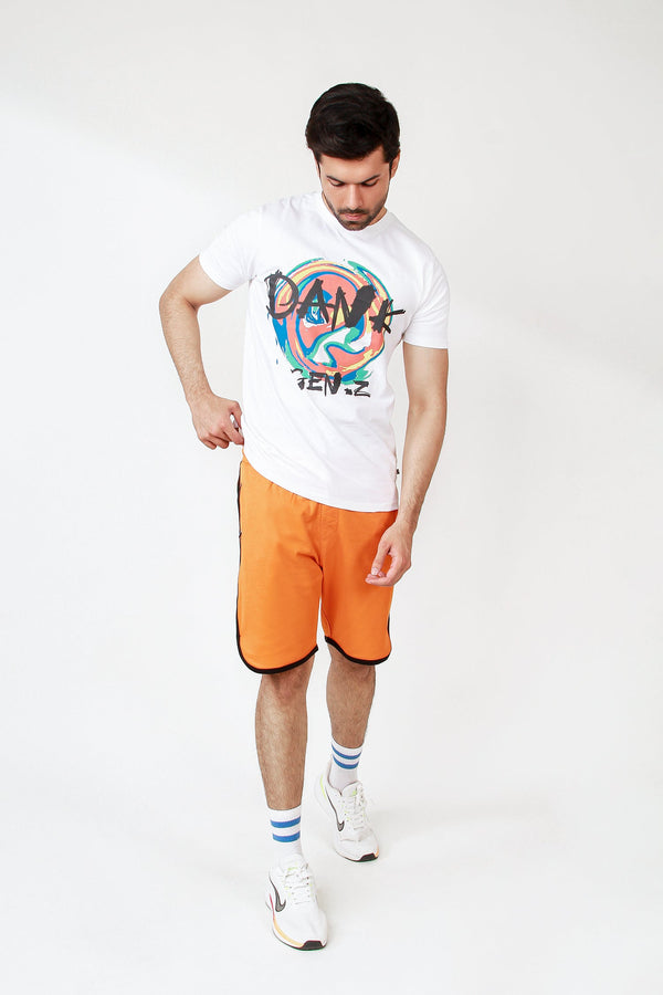 Men Orange Knit Short