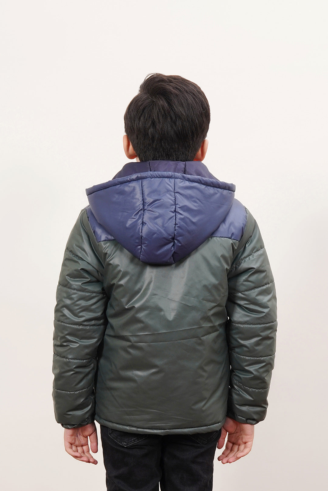 Army Puffer Jacket With Detachable Hood