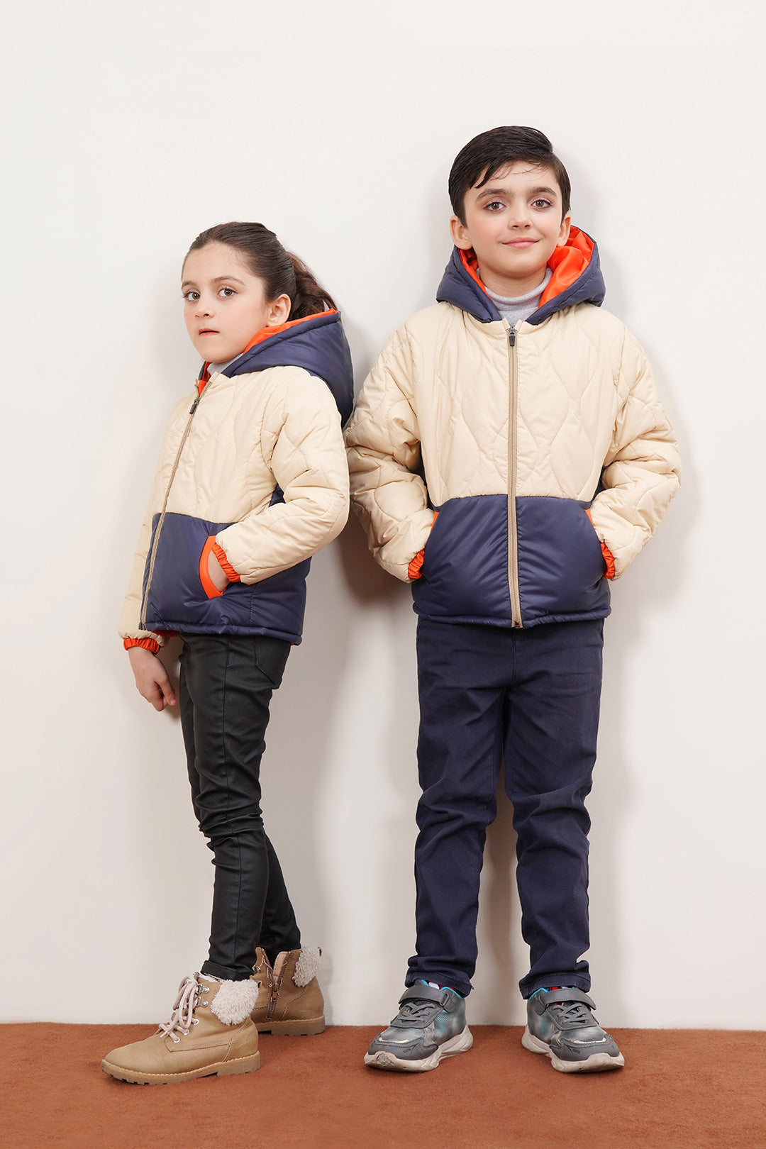 Double Tone Quilted Puffer Jacket With Hood