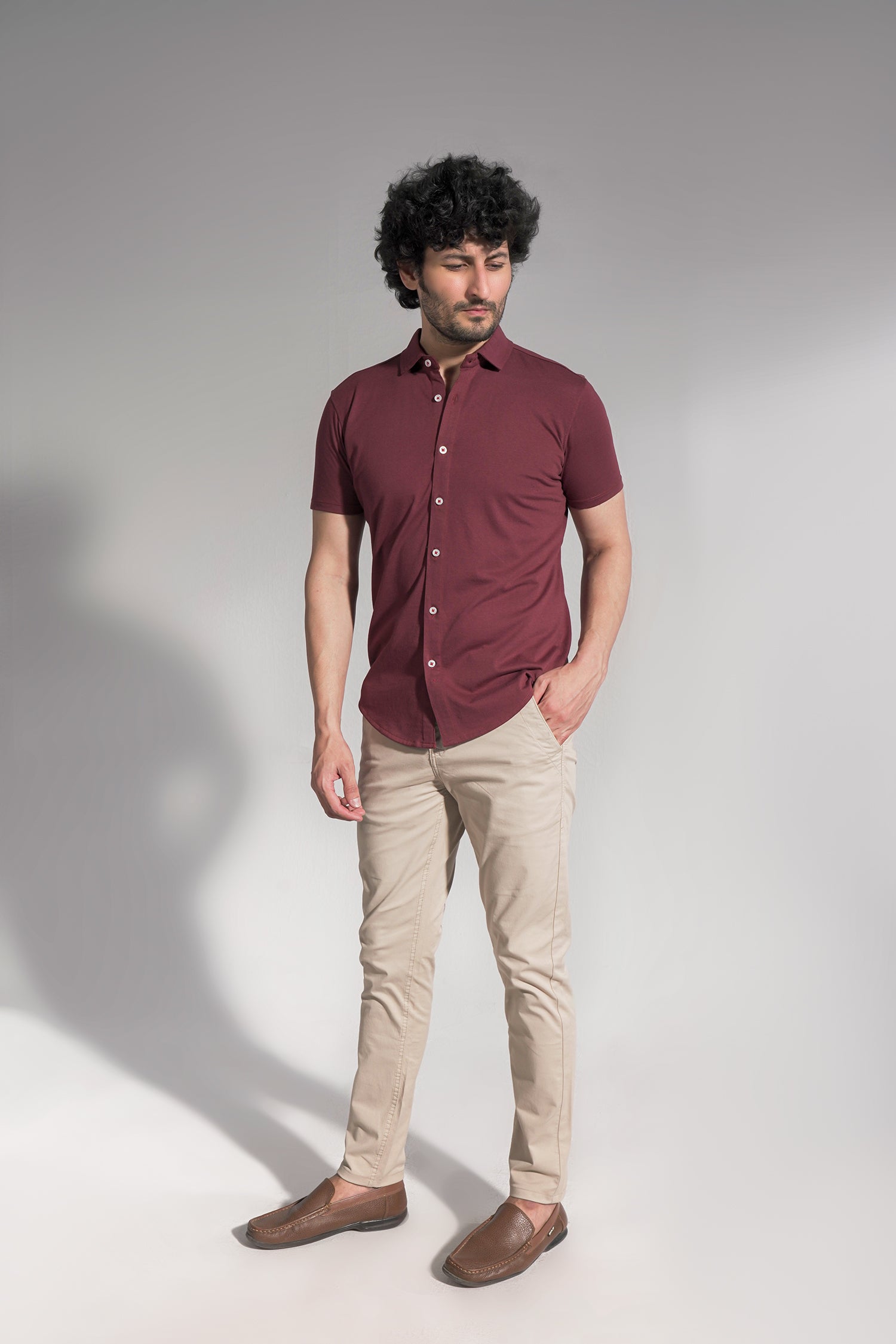 Maroon Half Sleeve Casual Shirt