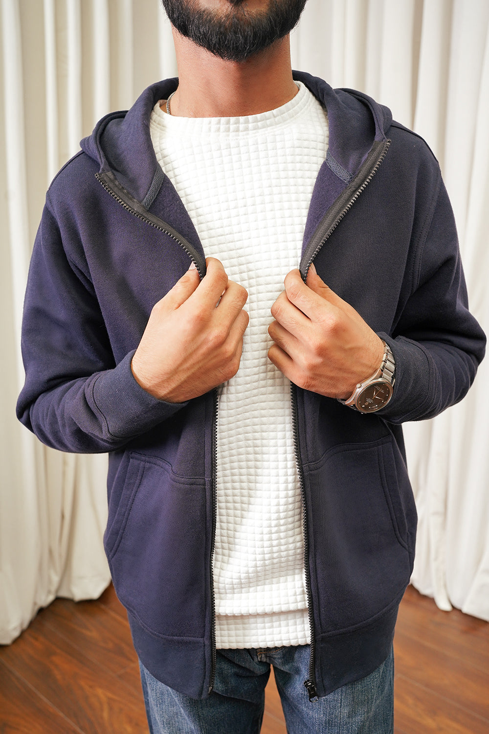 Navy Zipper Hoodie