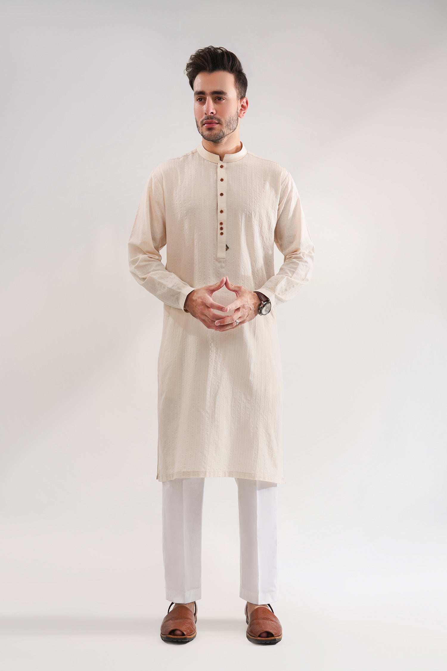 Textured Cotton Kurta For Men