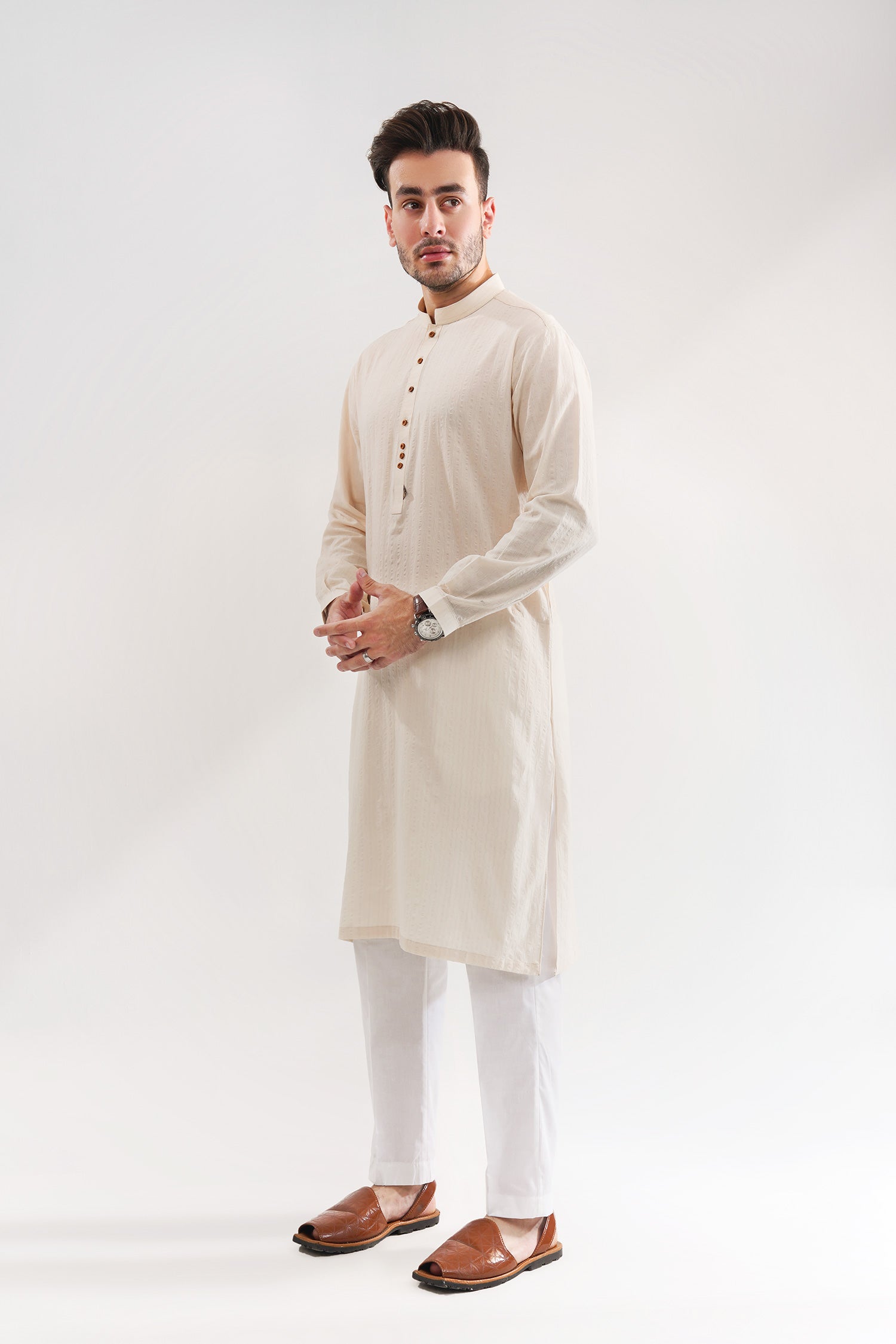 Textured Cotton Kurta For Men