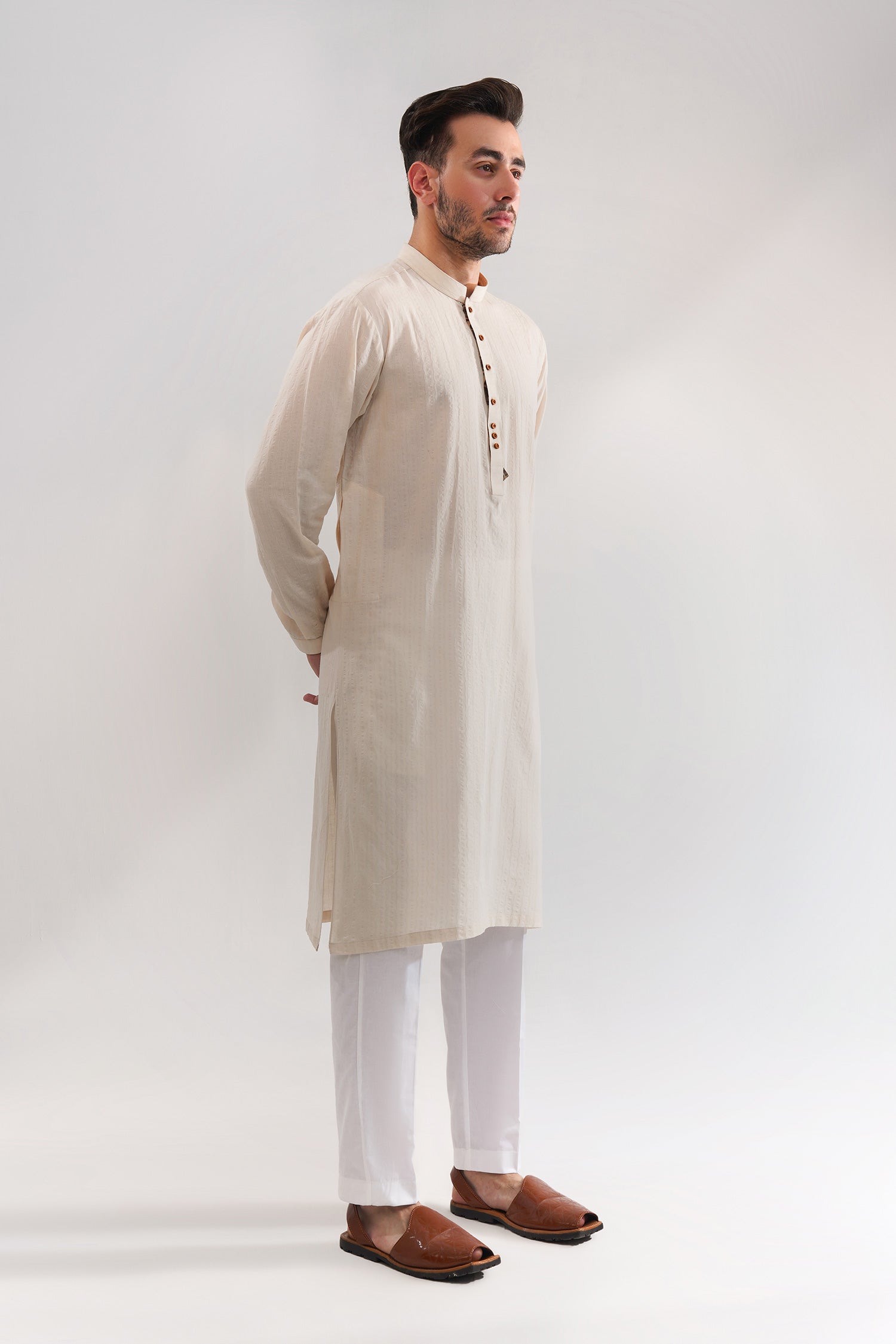 Textured Cotton Kurta For Men