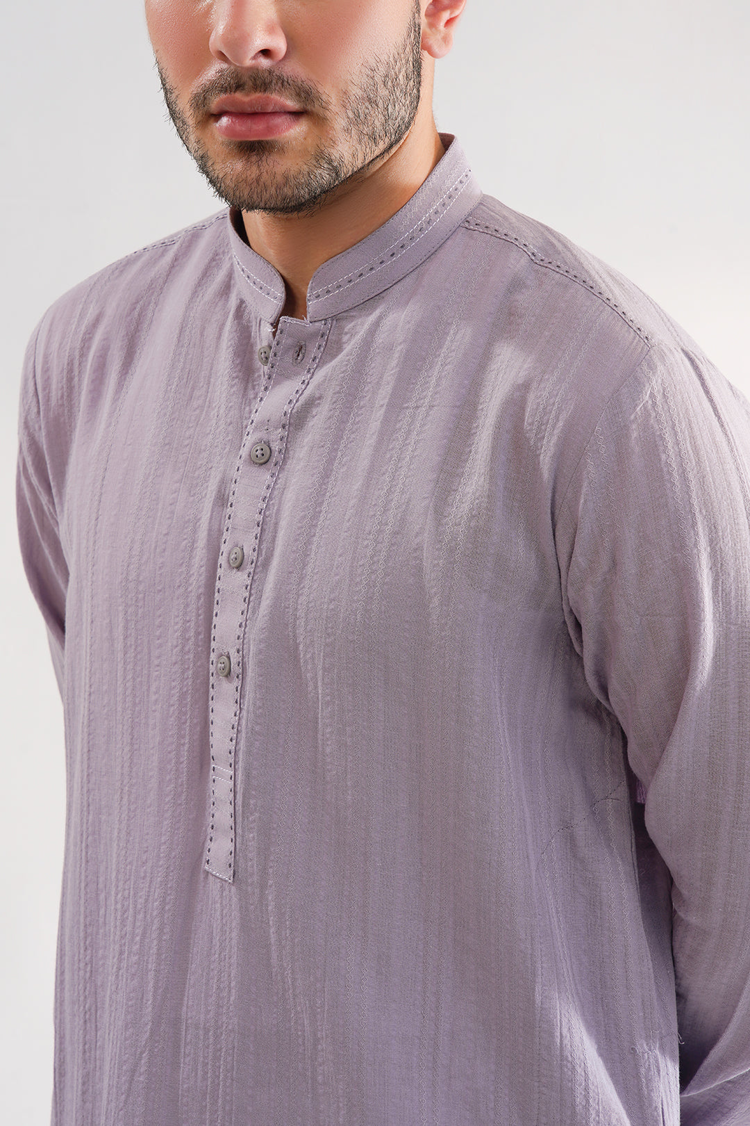 Grey Self Lining Cotton Kurta