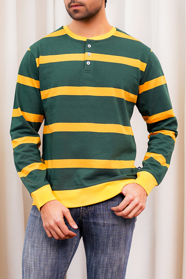 Men'S Striper Henley Shirt