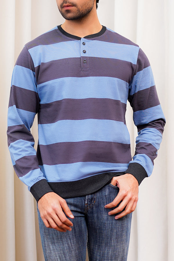 Men'S Striper Henley Shirt